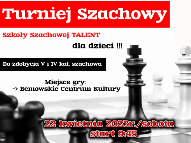 Turniej Szkoły Szachowej TALENT, 22 kwietnia 2023r.